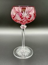 Val Saint Lambert Berncastel Cut To Clear Crystal Wine Hock, Color Red Signed