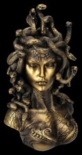 Medusa Figurine - Buste Couleurs Bronze - Gorgonen Perseus Déco Figurine