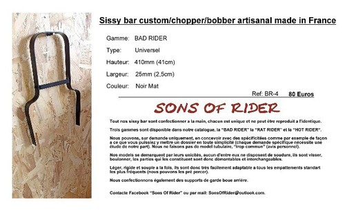Sissy bar artisanal custom - bar,