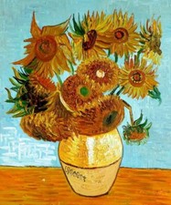 tournesols d'apres van gogh tableau peinture huile sur toile signée / flow