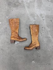 Vintage 70s Dingo Campus Zip Up Hippy Boots Braided Size 7.5 Women Leather