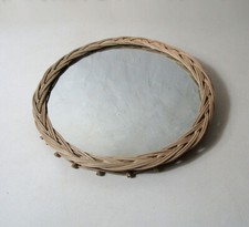Miroir rond en rotin