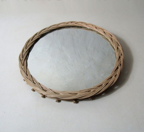 Miroir rond rotin - miroir, en