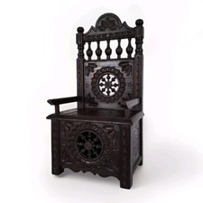 Ancienne Chaise De Poupée Coffret En Bois Sculpté Breton