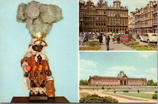 Vintage Brussels Belgium Postcard "Manneken Pis en Gille de Binche" 1960s Unused