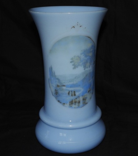 Vase ancien opaline bleue - en,