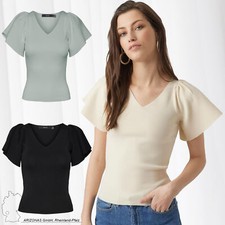 T-shirt à volants à manches courtes col en V VERO MODA Haut Vêtements Tricot VMG