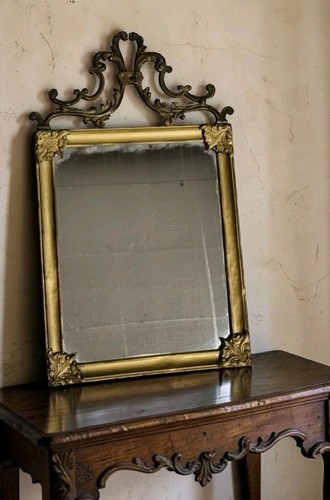 Miroir mural ancien - , laiton