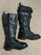 Dr Doc Martens Boots Phina Walking Dead Buckle Combat Mirage Green Women's sz 7