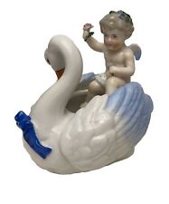 KPM Kister Porcelain Sculpture Swan and Cherub Figurine ~ Excellent