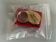 30 x 21mm Triplet Verre Bijoutier Loupe Eye Sans Boîte , Couleur Dorée GB Vends