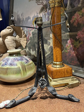 Antique Large Art Nouveau Art Deco Wrought Iron Lamp Stand