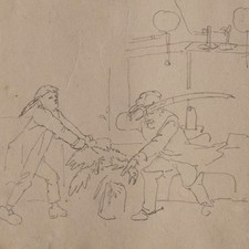 Joseph Simon Volmar Goose Thief Humour Bern Switzerland Orig Pencil Drawing 1820