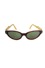Selma Optique Womens Abstract Arm Detail Cat Eye Frame Sunglasses Brown