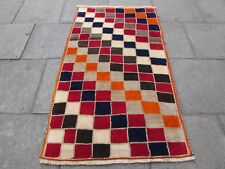 Vintage Traditionnel Tribal Main Fabriqué Gabbe Oriental Rouge Laine Long Tapis