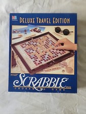 Scrabble Deluxe Travel Edition Game 1990 Milton Bradley 100% Complete Foldable