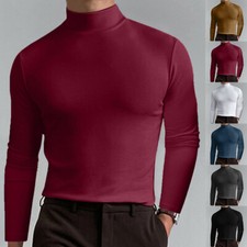 Pull Basique À Manches Longues Et Col Roulé Pour Homme Haut Décontracté /