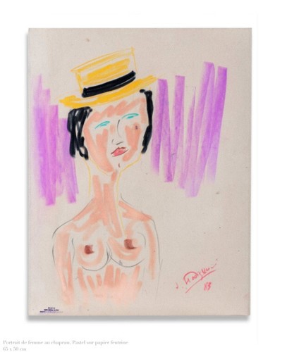 Pastel sur feutrine - signé, et