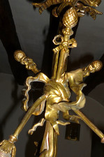 PLAFONNIER LUSTRE MONTURE ANCIEN 3 BRAS TORSADÉS BRONZE