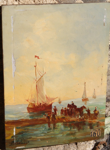 Peinture huile sur bois - peinture, à