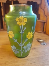 art et antiquités - vase pâte de verre vert émaillé - fin 19è