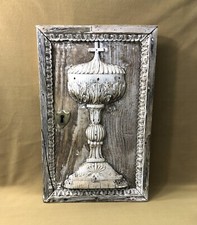 ancienne porte de tabernacle en bois XVIII 18 ème Ciboire Autel Eglise 44 x 28