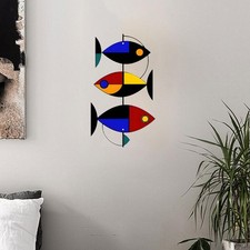 Sculpture murale en forme de poisson en fer pour intérieur, jardin, salon