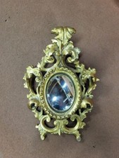 PETIT CADRE MIROIR BOMBE CADRE EN BOIS DORE SCULPTE DU XIX ème SIECLE