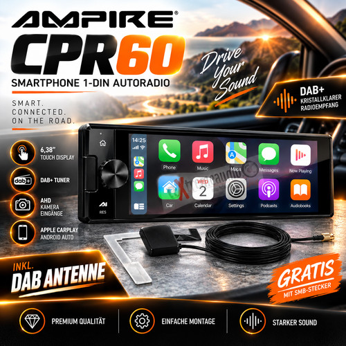 Smartphone ampire cpr60 din - cpr60, 1-din