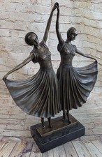 Chiparus Fonte Bronze Sculpture Double Dancers Main Art Déco Statue Solde