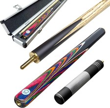 57inch Snooker Cue Stick 18oz 3/4 Jointed Pool Cue with Extension & Cue Case