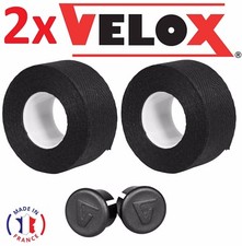 KIT 2 GUIDOLINE + 2 EMBOUT DE GUIDON VELOX NOIR VELO VINTAGE COTON RUBAN CINTRE
