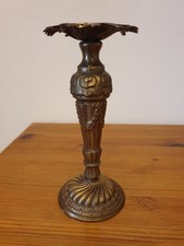 Ancien bougeoir flambeau en bronze modifié pour électrification 8x18 cm