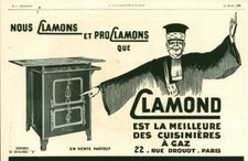 Antique Clamond Gas Stoves Paris 1925 Magazine Issue Advertising