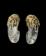 Inna Citrine boucle d'oreille a clips Lucite, Pleciglass Metal Doré. Vintage