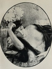 Clémentine Hélène Dufau Gravure Lithographie Femme Nue Nu Feminin Liseuse 1904