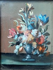 Huile sur cuivre Bouquet