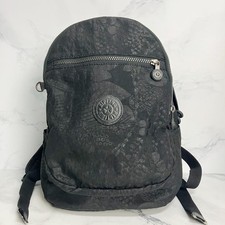 KIPLING Black Rucksack Backpack Allover Pattern Used 14cm Maleta Bag