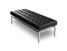 Long Bauhaus Banc Cuir Noir