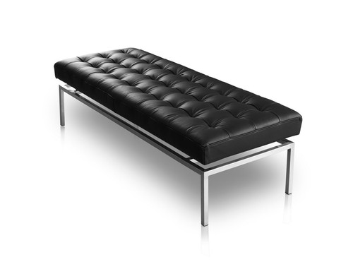 Long bauhaus banc cuir noir - cuir,
