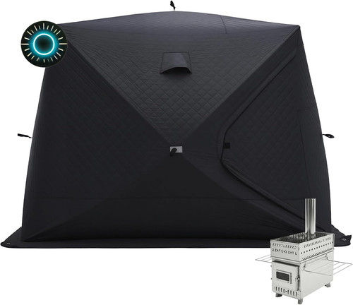 Outdoor sauna tent with wood - with,
