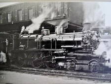 photo card - postcard train loco steam North to identify - Perret stamp - ref 289