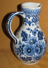 Delft Earthenware Pitcher Vase Blue Shade Decor