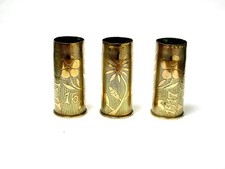 3 douilles d'obus gravées, batailles de Tahure et Laffaux, WW1 Trench Art