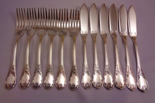 Christofle Marly 6 Fish Cutlery (12 Pieces) Very Good Condition Silver Metal