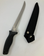 8" Stainless Trailing Blade Filet Boning Knife with Black Canvas Snap Sheath