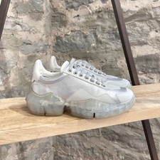 Jimmy Choo Silver Metallic White Diamond Oversized Sneakers -  37 IT - 7 US
