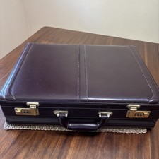Vintage LUCAS Burgundy Top Grain Leather Expandable Attache/Briefcase, 18” X 14”