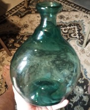 Late 18th Century 1775 - 1800 French HandBlown Teal Bottle DemiJohn/Dame Jeanne 