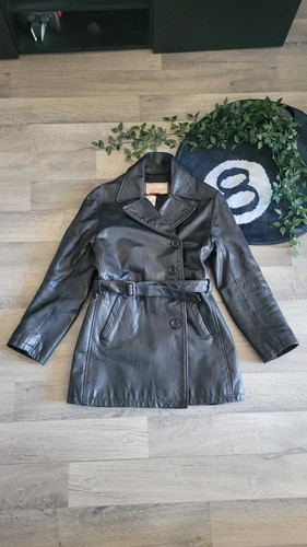 Veste manteau cuir - manteau, vintage